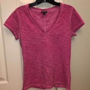 Pink Express V neck tee